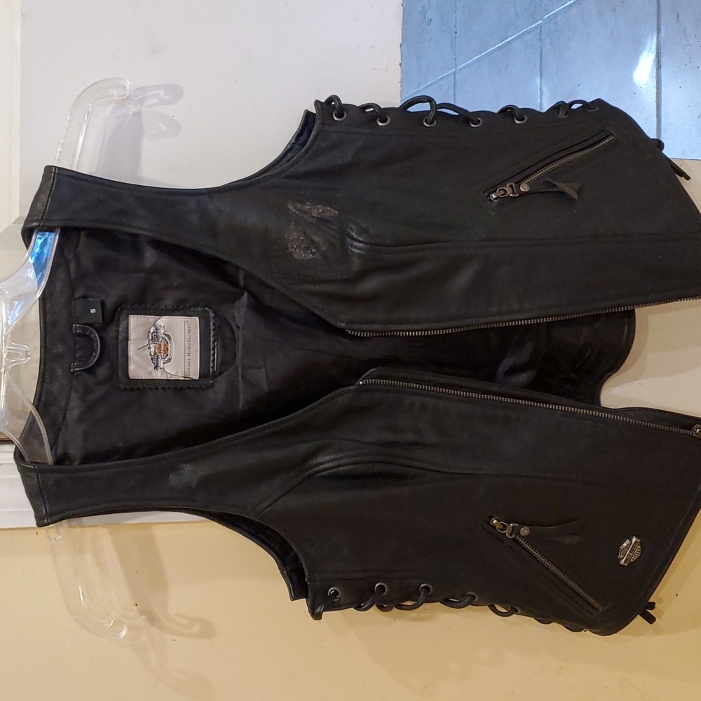 Women's Vintage Harley Davidson Leather Vest Size S